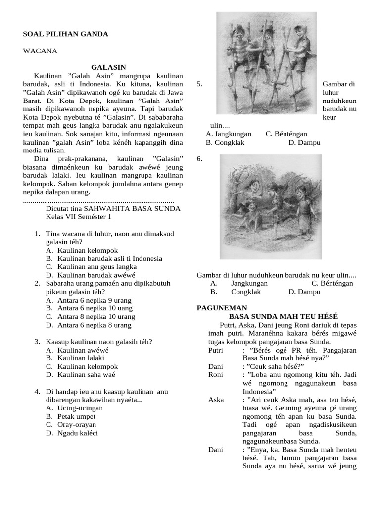 Soal Pas Bahasa Sunda Kelas 7 PDF