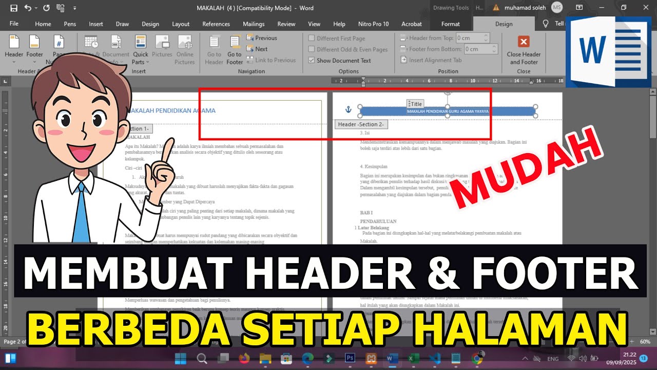 Cara Membuat Header dan Footer Berbeda Tiap Halaman di Word - YouTube