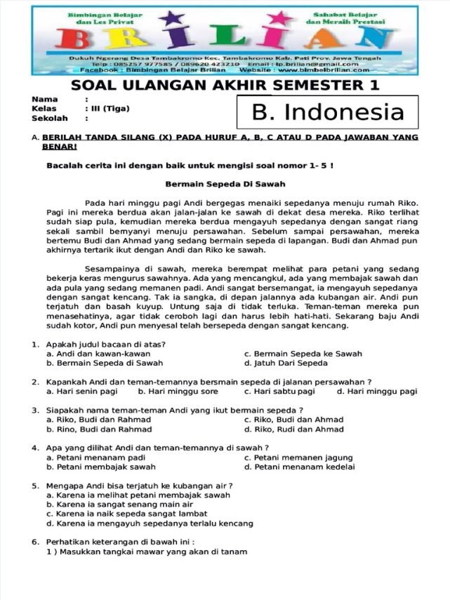 5 Rahasia Soal UAS Bahasa Indonesia Kelas 3 Semester 1 di 2026 yang Wajib Diketahui