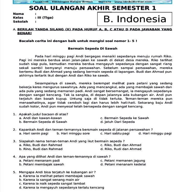 5 Rahasia Soal UAS Bahasa Indonesia Kelas 3 Semester 1 di 2026 yang Wajib Diketahui