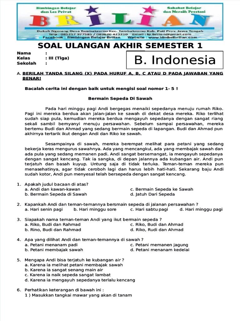 5 Rahasia Soal UAS Bahasa Indonesia Kelas 3 Semester 1 di 2026 yang Wajib Diketahui