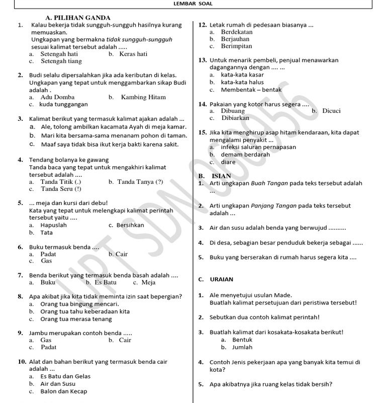 Ternyata Ini Pola Soal Ujian Kelas 2 SD Semester 1 2026 yang Paling Sering Keluar
