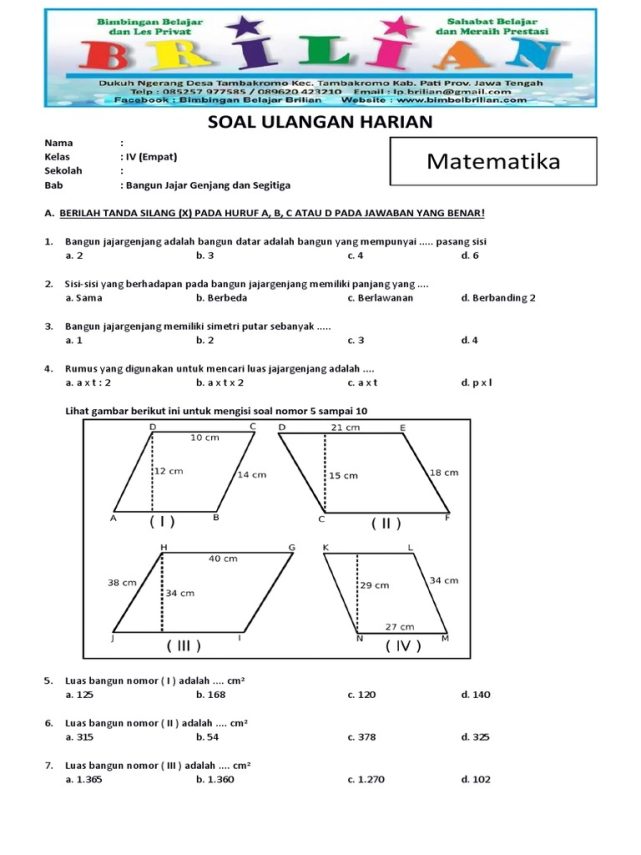 5 Contoh Soal Jajargenjang Kelas 4 SD dan Trik Cepat Menjawabnya Tanpa Ribet