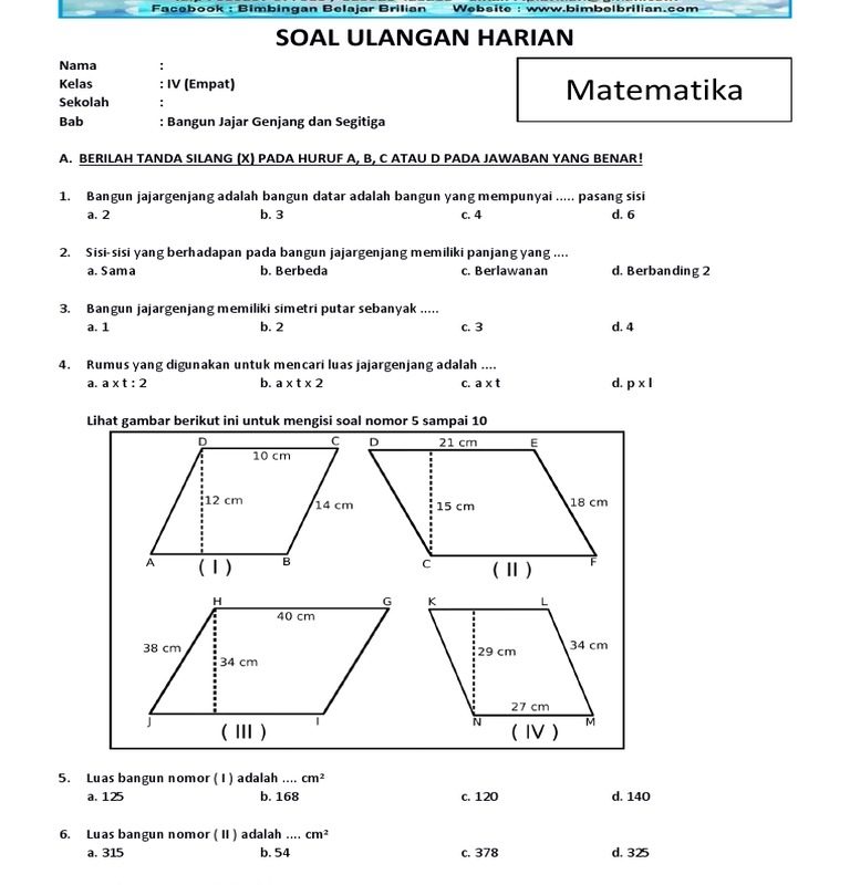 5 Contoh Soal Jajargenjang Kelas 4 SD dan Trik Cepat Menjawabnya Tanpa Ribet