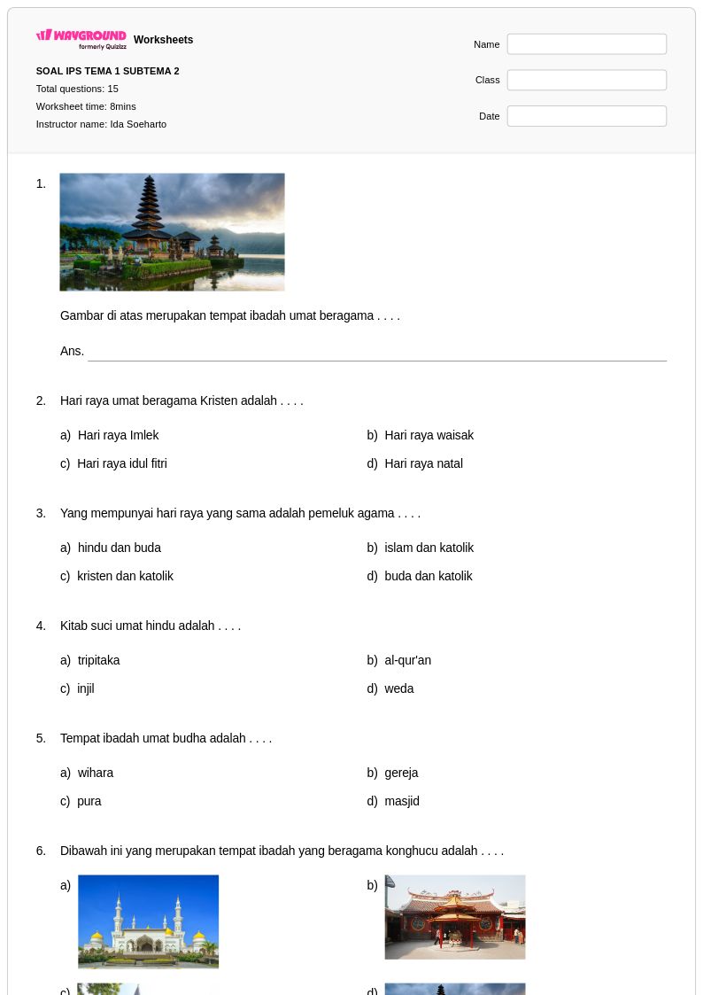 50 lembar kerja Agama Katolik untuk Kelas 4 di Wayground Gratis 50 lembar kerja Agama Katolik untuk Kelas 4 di Wayground Gratis