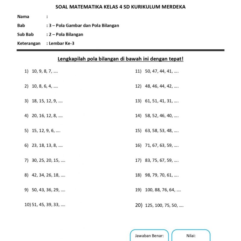 7 Contoh Soal Isian Matematika Kelas 4 Kurikulum 2026 yang Wajib Anak Kuasai Agar Lulus Ujian