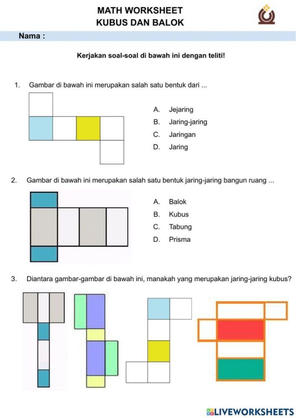 7 Contoh Soal Jaring Jaring Balok dan Kubus Kelas 4 SD yang Wajib Dikuasai di 2026