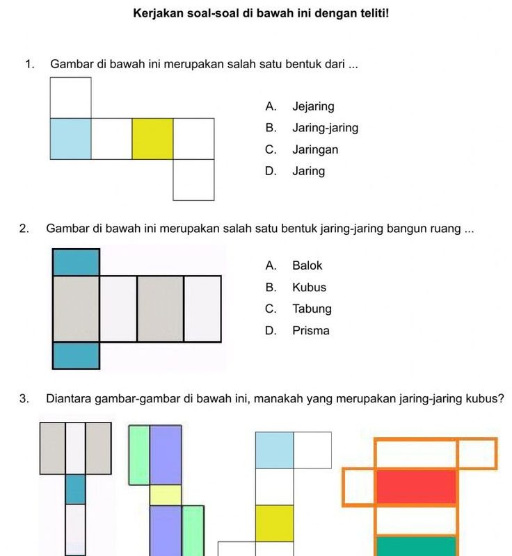7 Contoh Soal Jaring Jaring Balok dan Kubus Kelas 4 SD yang Wajib Dikuasai di 2026