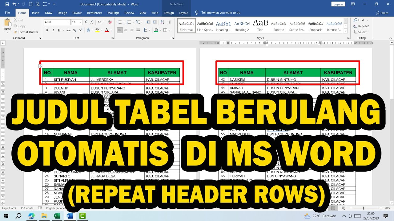 Cara Membuat Judul Tabel Di Word Ifaworldcup - Free Word Template Cara Membuat Judul Tabel Di Word Ifaworldcup - Free Word Template