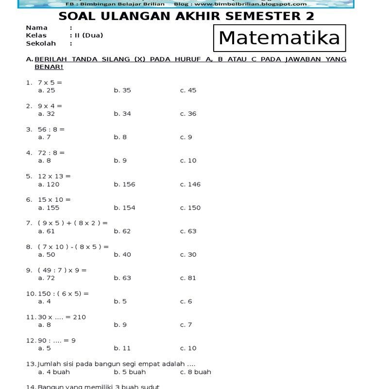 Akhirnya Terungkap 7 Cara Download Soal Ulangan Harian Matematika Kelas 4 Semester 2 Paling Lengkap