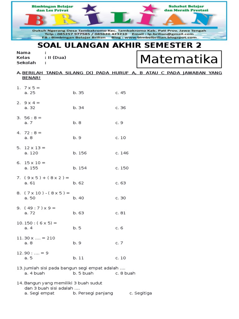 Akhirnya Terungkap 7 Cara Download Soal Ulangan Harian Matematika Kelas 4 Semester 2 Paling Lengkap
