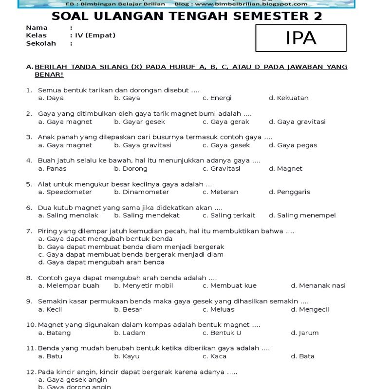 Akhirnya Terungkap 7 Link Download Soal Ulangan Harian IPA Semester 2 Kelas 4 SD 2026 Paling Lengkap