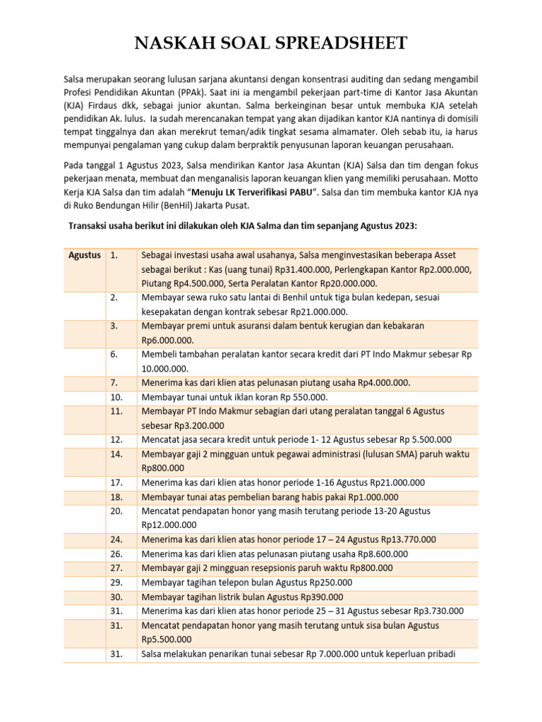 10 Contoh Soal Spreadsheet Akuntansi dan Jawabannya Kelas 10 Semester 2 yang Sering Muncul di Ujian