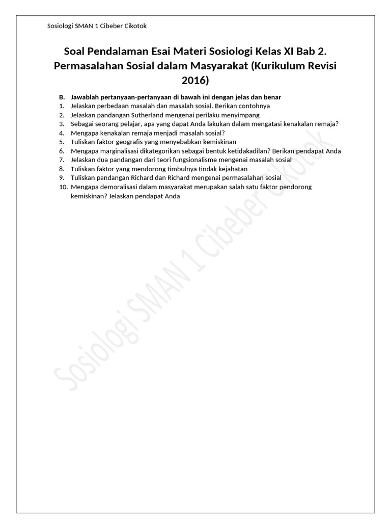5 Cara Cepat Menguasai contoh soal sosiologi bab 2 tentang permasalahan sosial kelas 11!