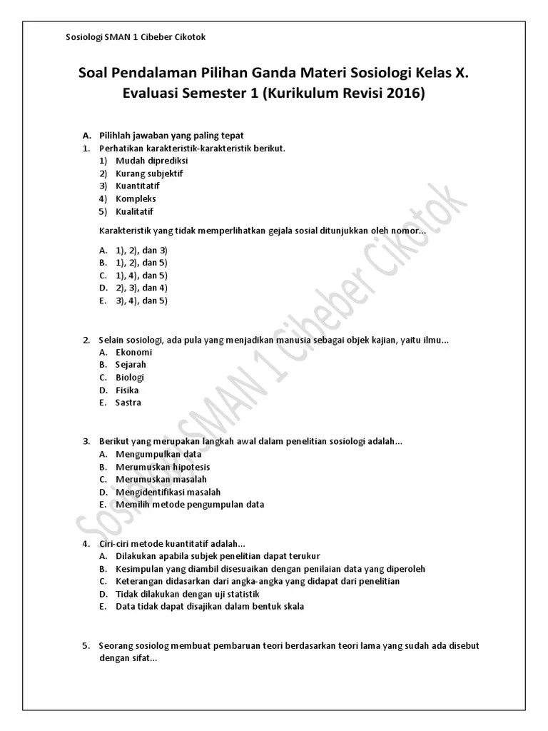 5 Cara Kuasai Contoh Soal Sosiologi Peminatan Siswa Kelas 10 Semester 2 K13 2026
