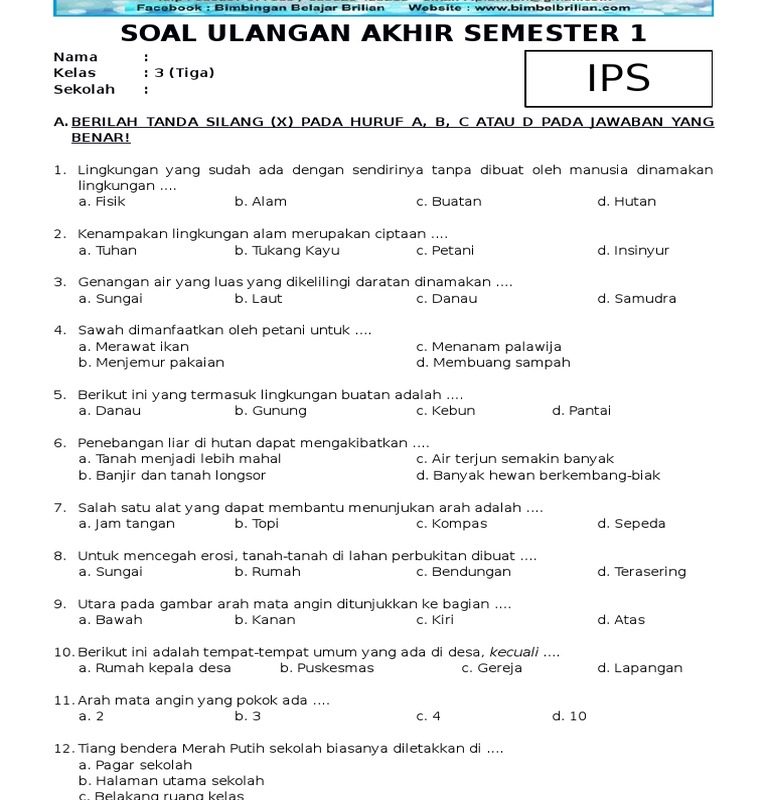 Link Download Soal UTS 1 Kelas 3 Tema 1 Juragan Les Terlengkap dan Terbaru 2026