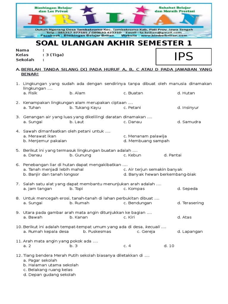 Link Download Soal UTS 1 Kelas 3 Tema 1 Juragan Les Terlengkap dan Terbaru 2026