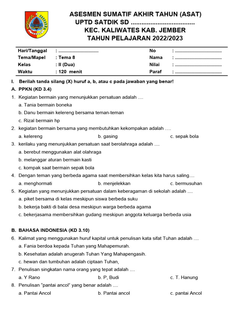 7 Contoh Soal SPDB Kelas 2 Membantu Siswa Lulus Mudah Sebelum Tahun Ajaran 2026