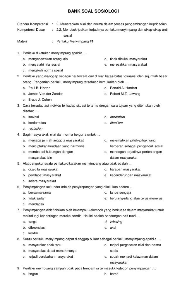 7 Rahasia Contoh Soal Sosiologi Kelas 10 Semester 2 K13 Wajib Tahu Sebelum Ujian