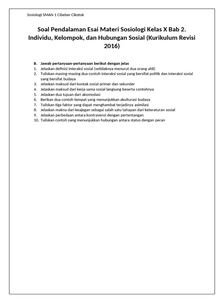7 Rahasia Menguasai contoh soal sosiologi kelas 10 bab 2 di Tahun 2026 Sebelum Ujian