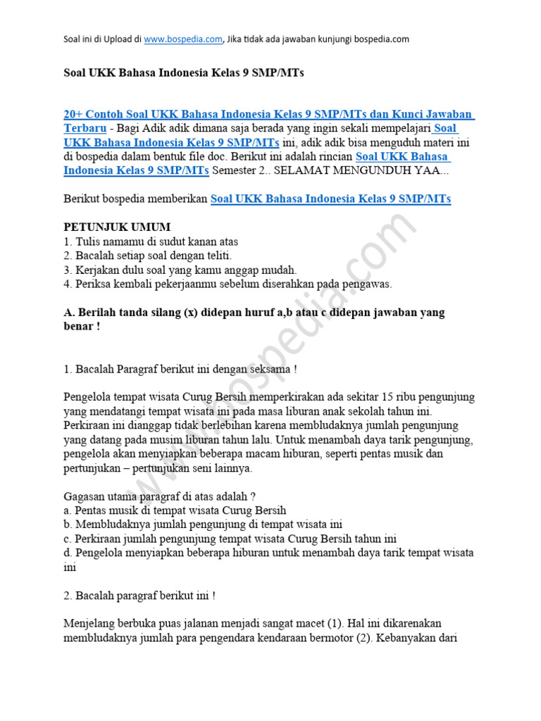 Contoh Soal Soal UKK Bahasa Indonesia Kelas 5 Semester 2 Terbaru 2026 yang Wajib Dipelajari Agar Nilai 100