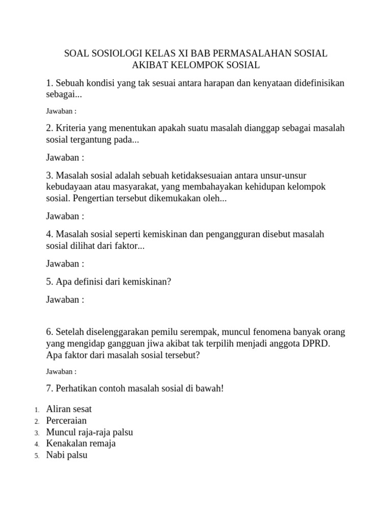 Contoh Soal Sosiologi Kelas XI Bab 2: 7 Tipe Soal HOTS yang Jarang Diketahui Siswa dan Wajib Kamu Kuasai Sebelum Ujian