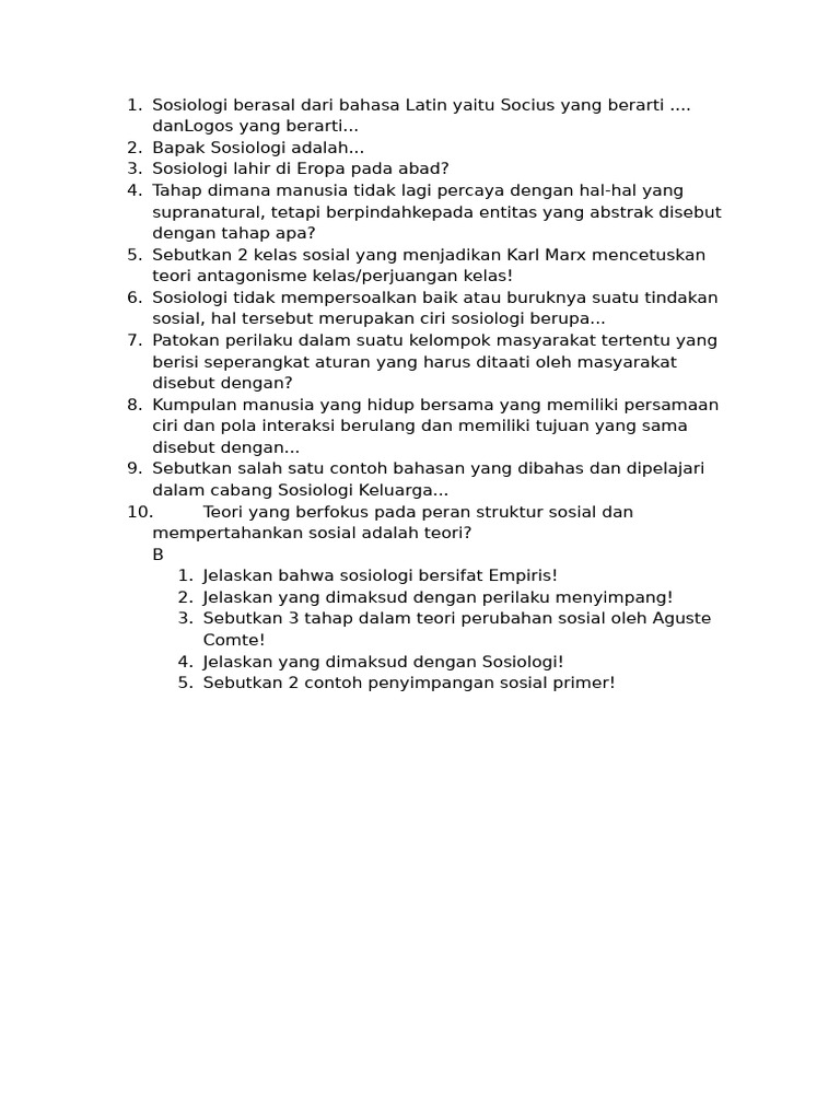 Contoh Soal Sosiologi Kelas XI IPS Semester 2 Kurikulum 2013 yang Wajib Kamu Latih Sebelum Ujian
