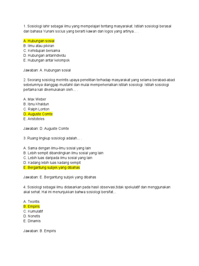 Terbukti! 5 Contoh Soal Sosiologi Ujian Semester 2 Kelas 1 SMA Bikin Nilai Naik Sekarang
