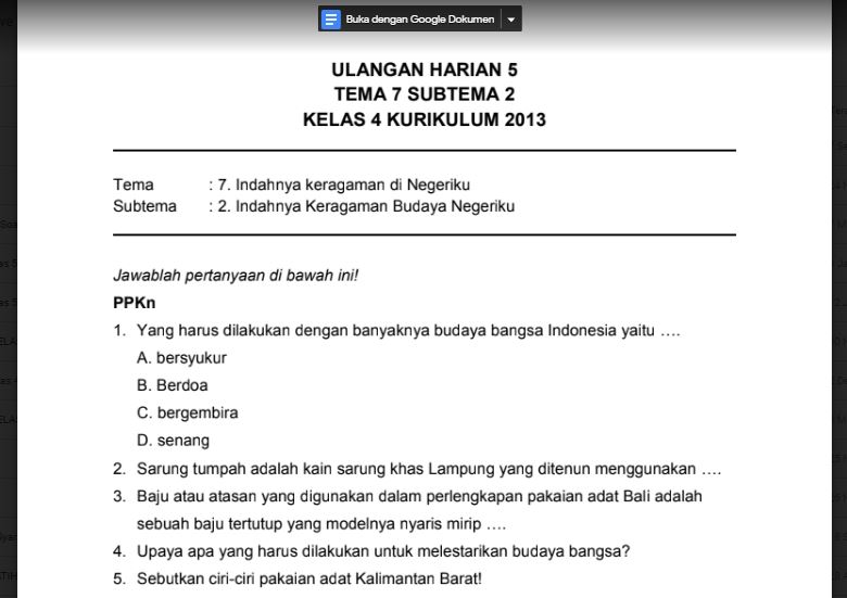 Ternyata Ini Rahasia Wajib Tahu Sebelum Download Soal Ulangan Harian Kelas 4 Semester 1 K13 yang Terbukti Efektif