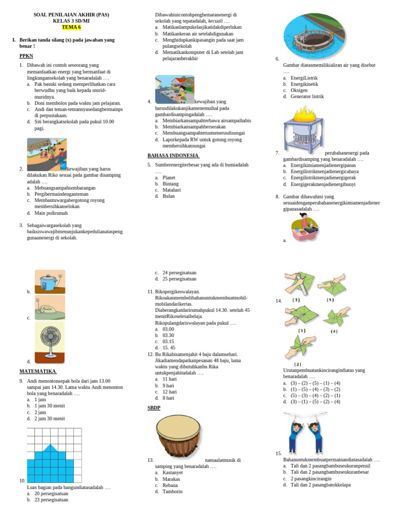 Siap Pakai! Download Soal Ulangan Kelas 3 Tema 6 Subtema 2 Terbaru dan Terlengkap